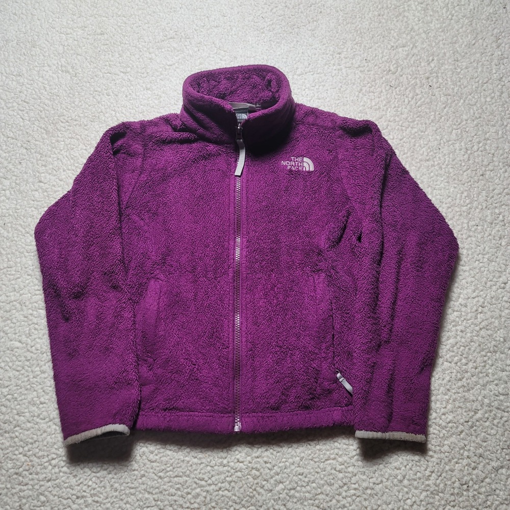 The North Face Girls Purple Oso Fleece Jacket Full Zip Size S 7/8 High Pile Soft